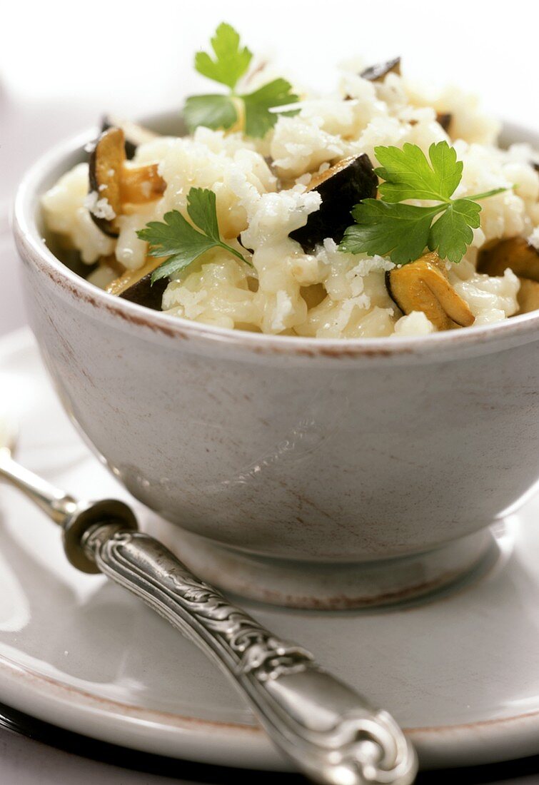 Risotto ai funghi (Risotto with mushrooms and fresh parsley)