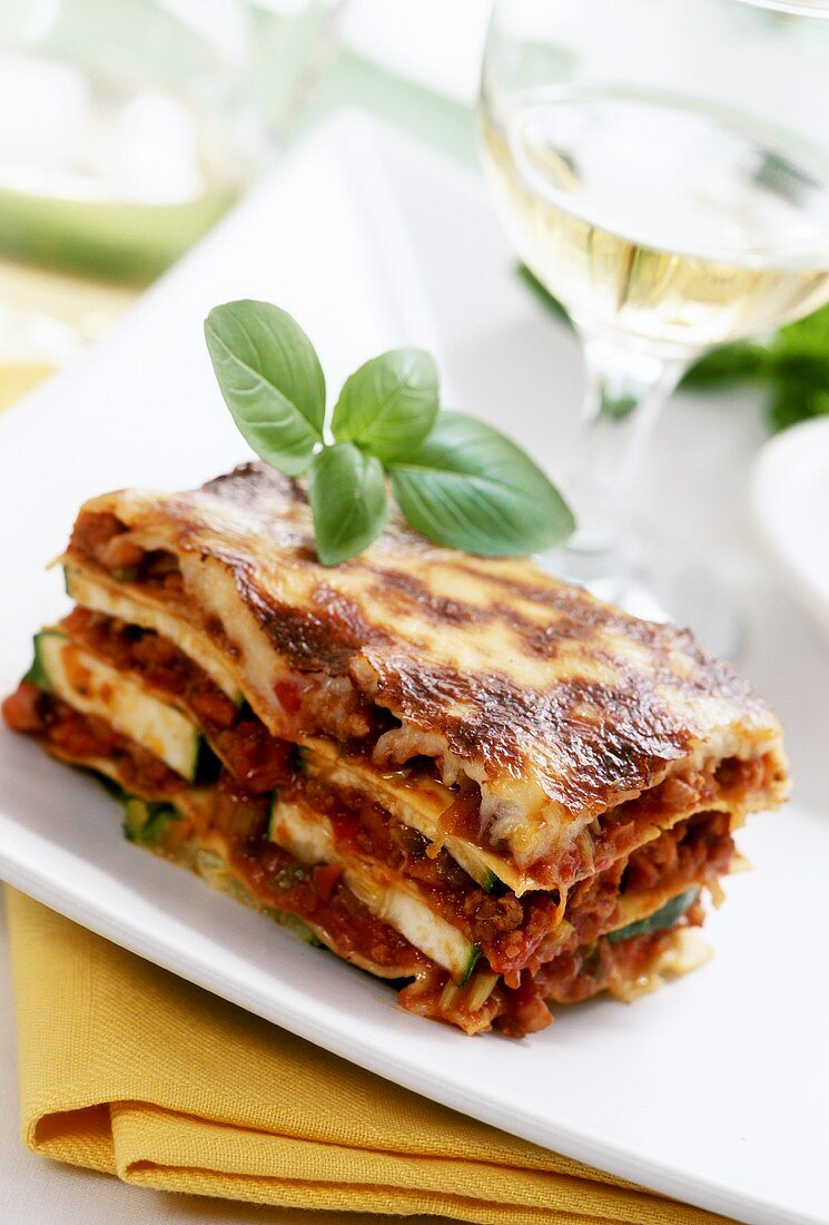 Lasagne with courgettes and mince