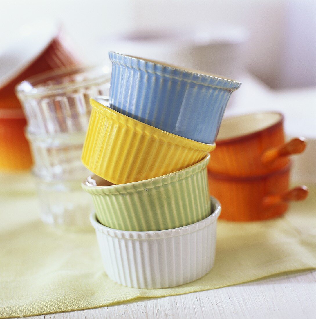 Colourful soufflé dishes