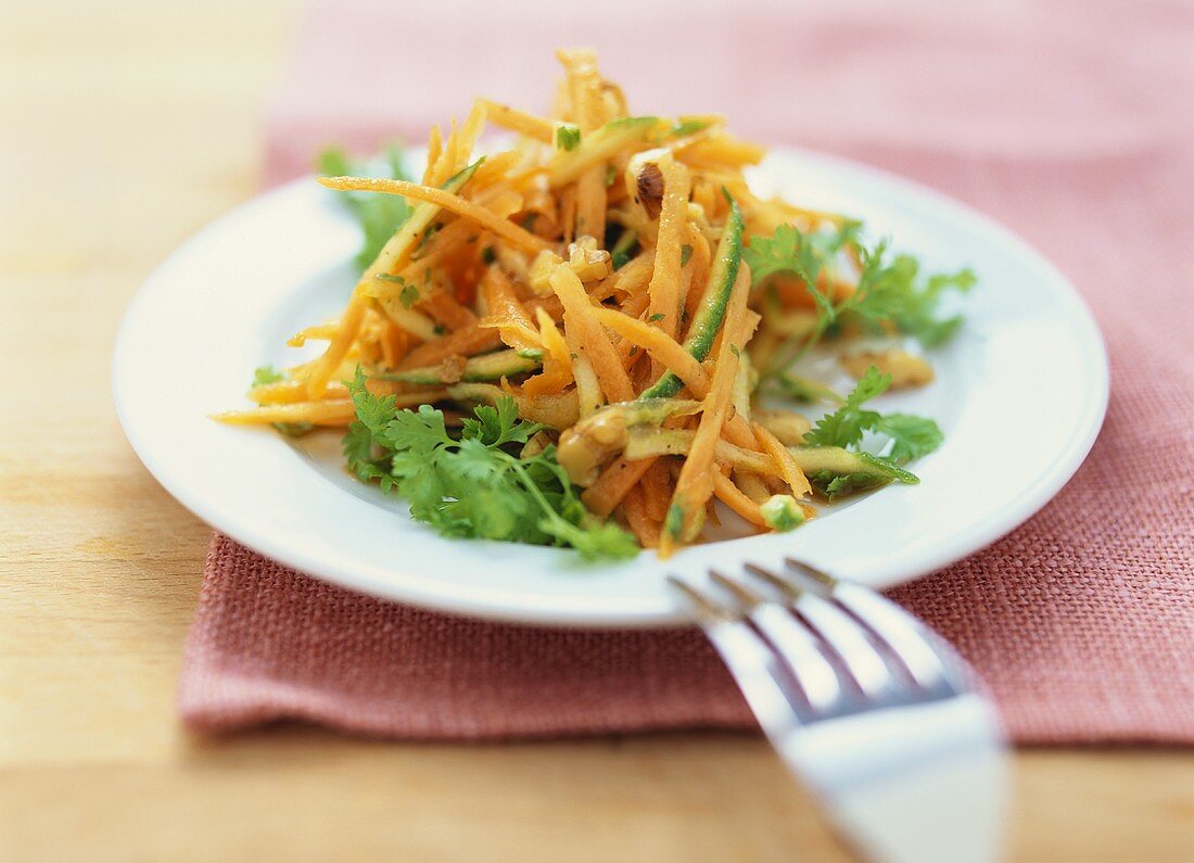 Carrot salad with walnuts and parsley