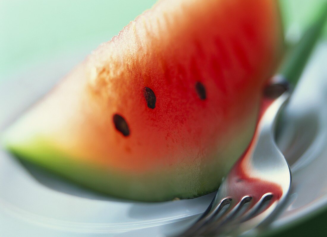 Wassermelone mit Grappa (Foto: Melonenschnitz mit Gabel)