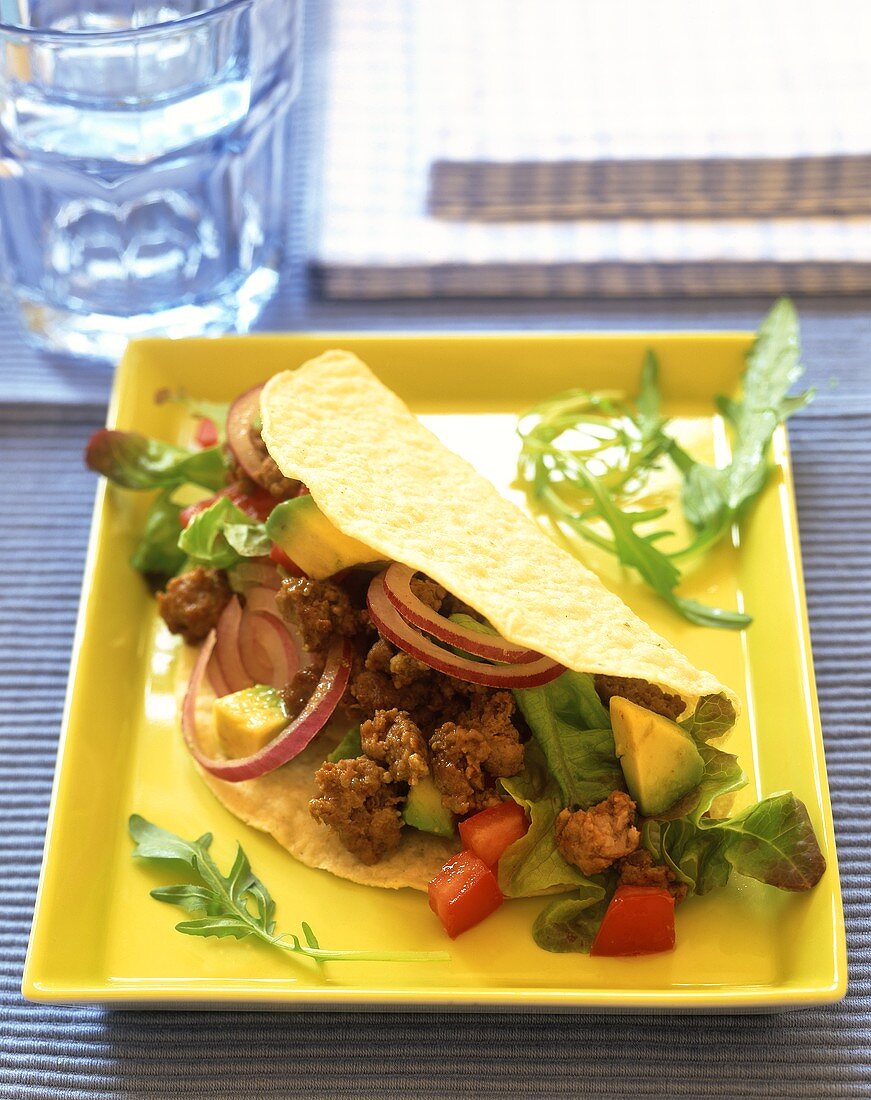 Tacos with mince and avocado