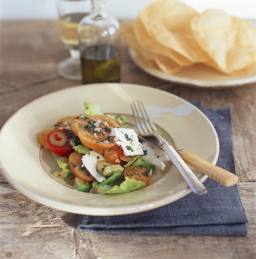 Vegetable salad with sheep's cheese