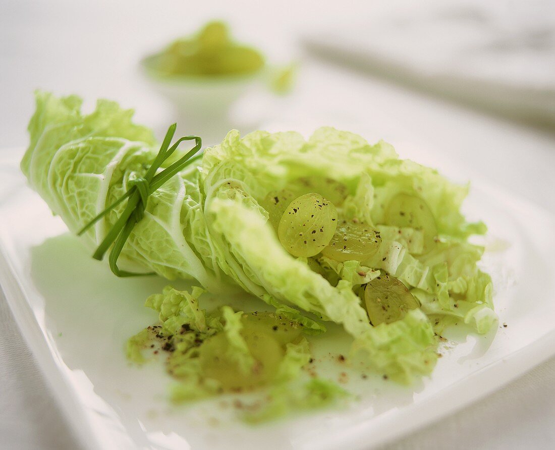 Chinese cabbage salad with green grapes