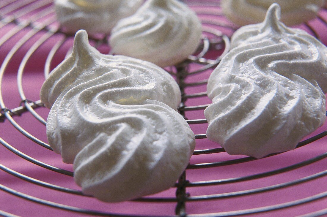 Meringues drying on cake rack