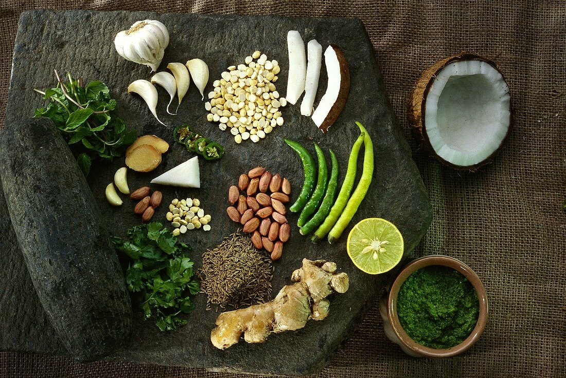 Ingredients for Indian green chutney