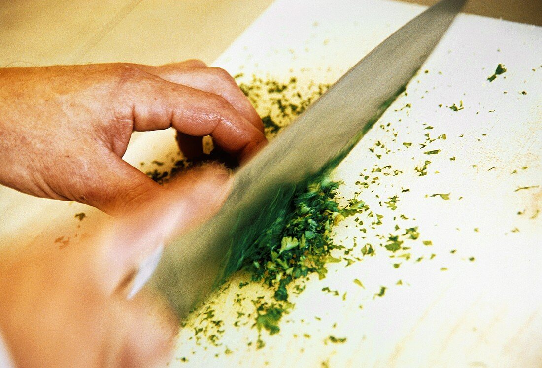 Chopping parsley