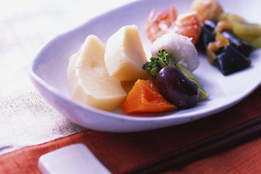 Cooked bamboo sprouts with vegetables (Japan)