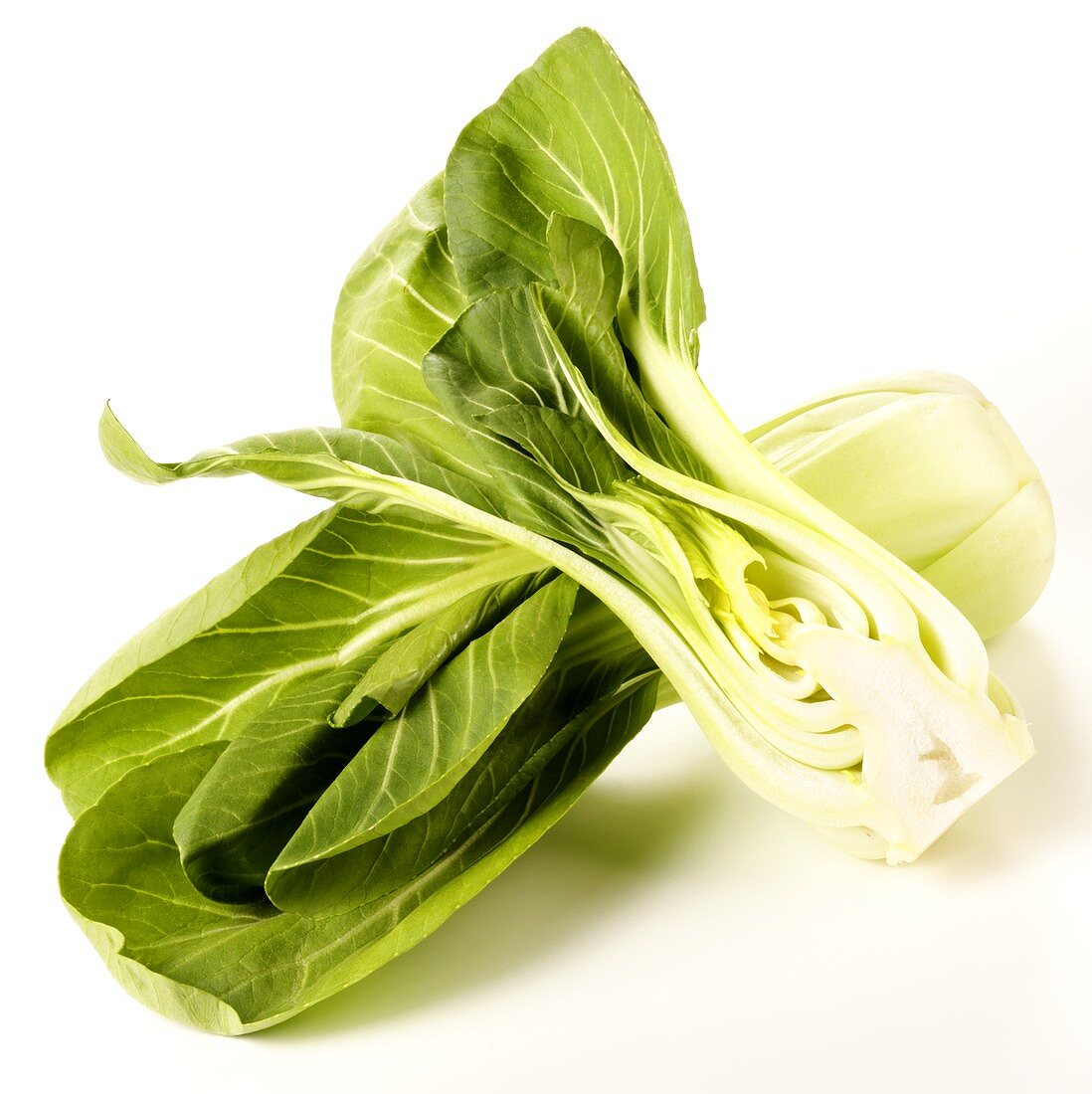 Pak choi, whole and halved