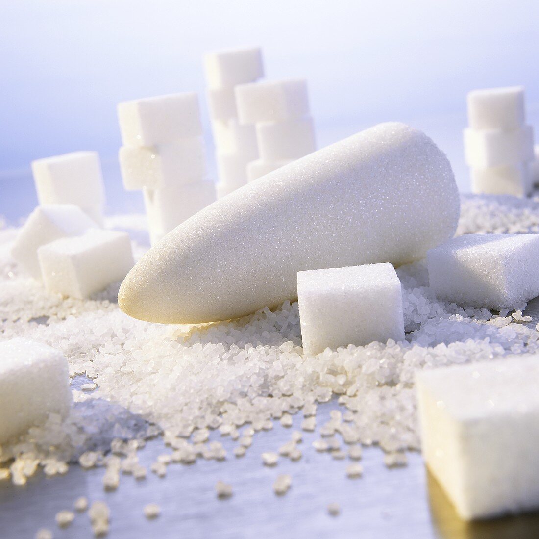 Sugar lumps, sugar loaf and granulated sugar