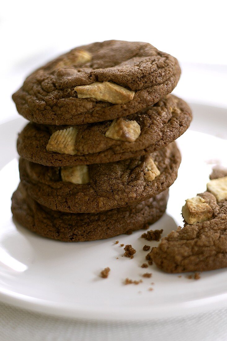 Chocolate biscuits, in a pile