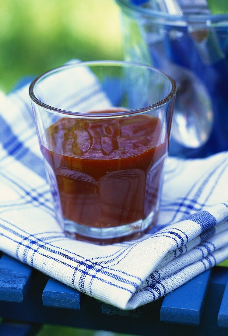Spicy tomato sauce in glass