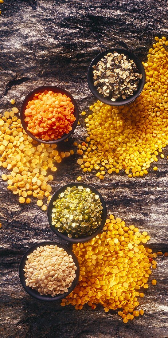 Various types of lentils, chick-peas and beans