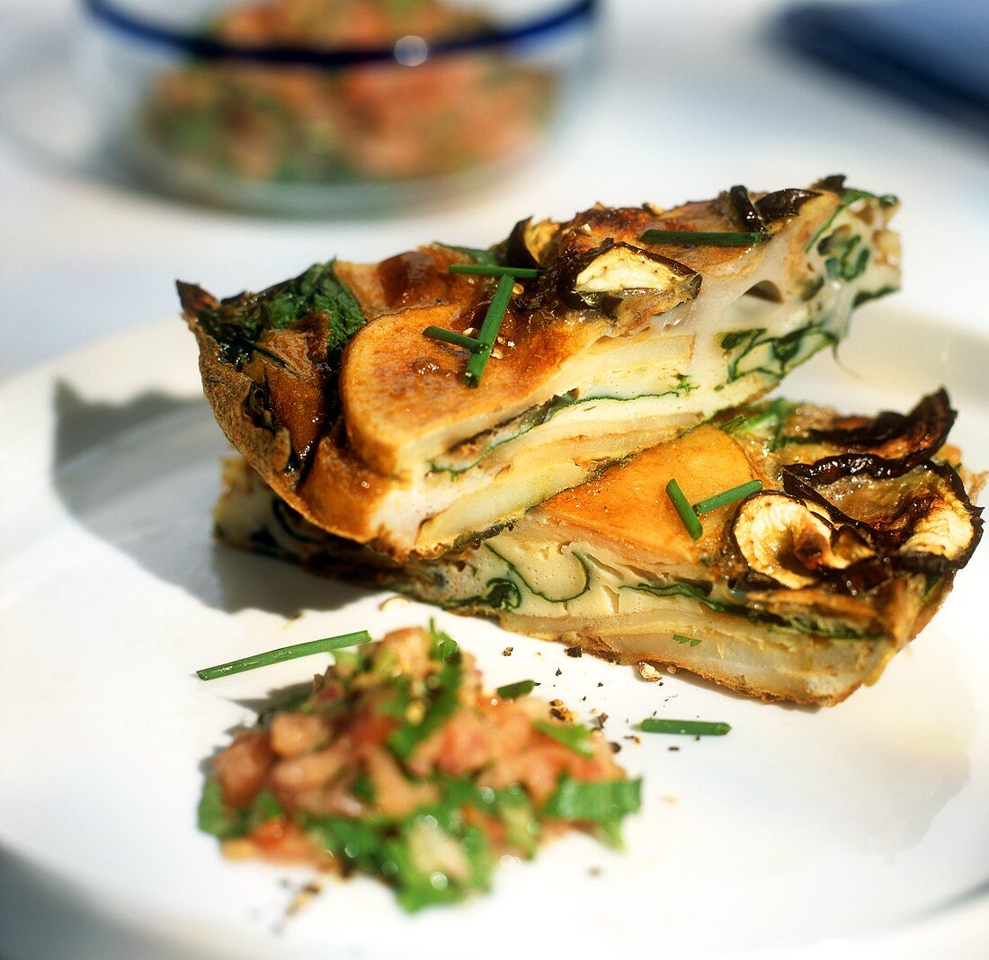 Potato tortilla with mushrooms