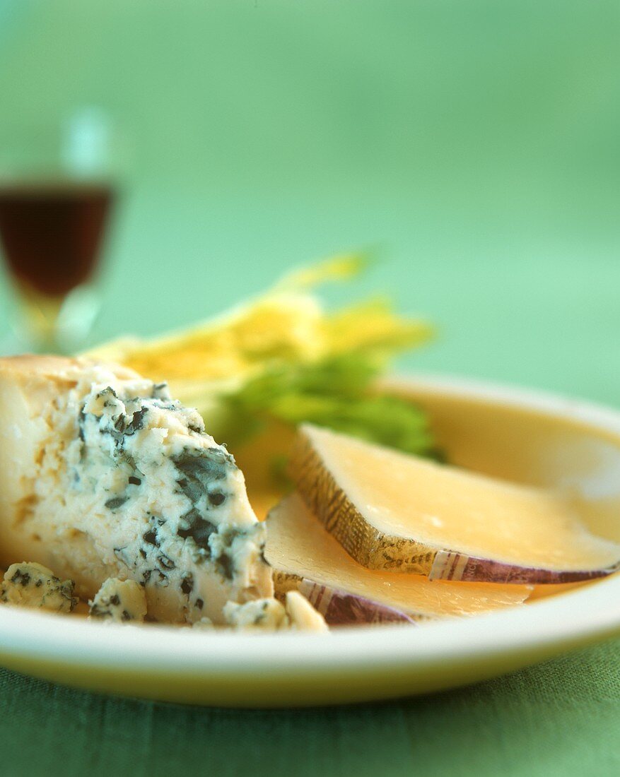 Cheese plate with celery