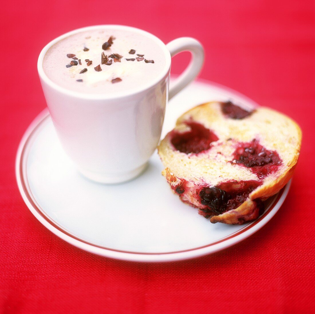 Hot chocolate and blackberry scone