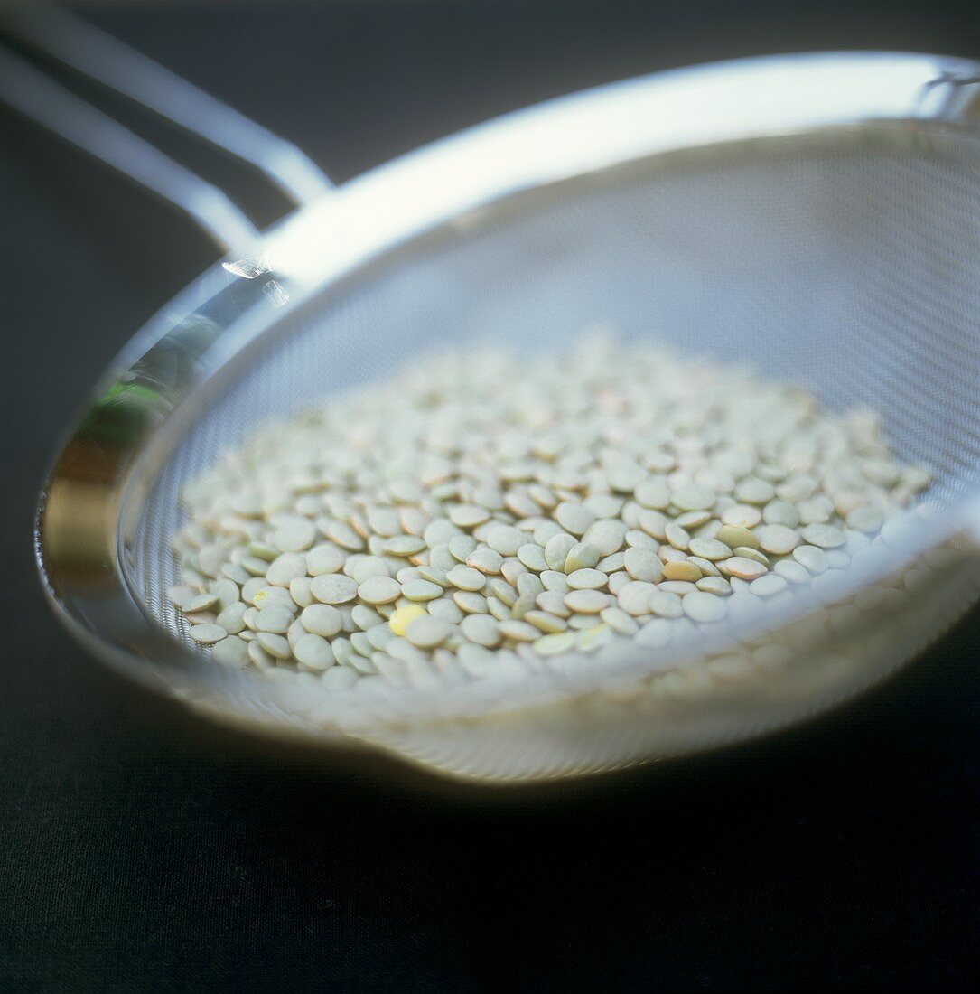 Lentils in sieve