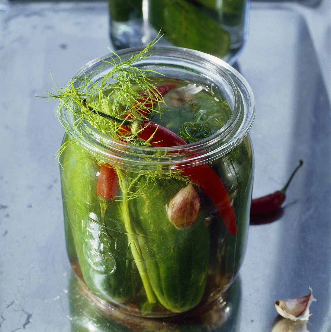 Pickled gherkins with dill