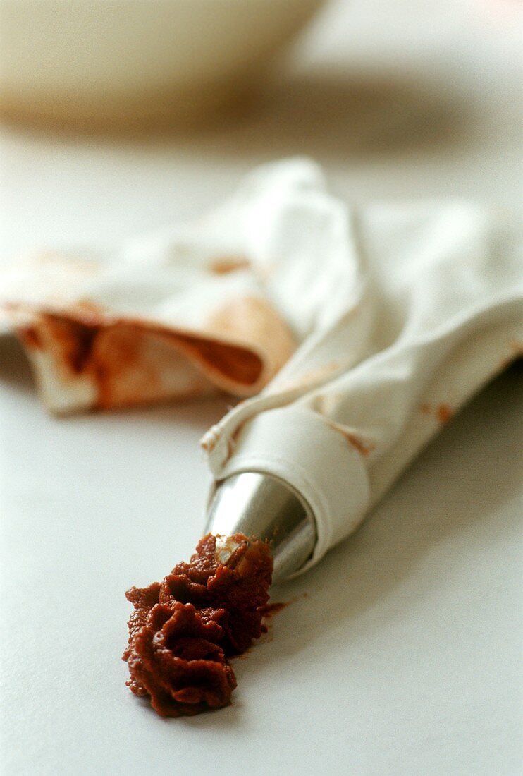 Piping bag with chocolate cream