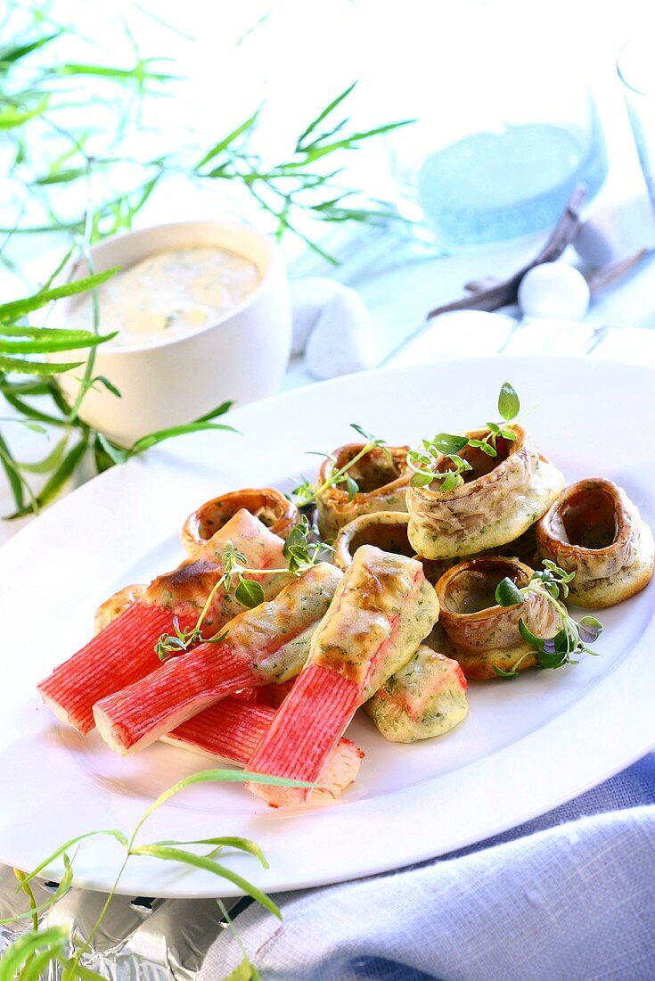 Seafood platter with surimi and cuttlefish