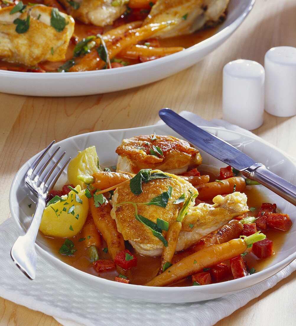 Braised chicken with carrots