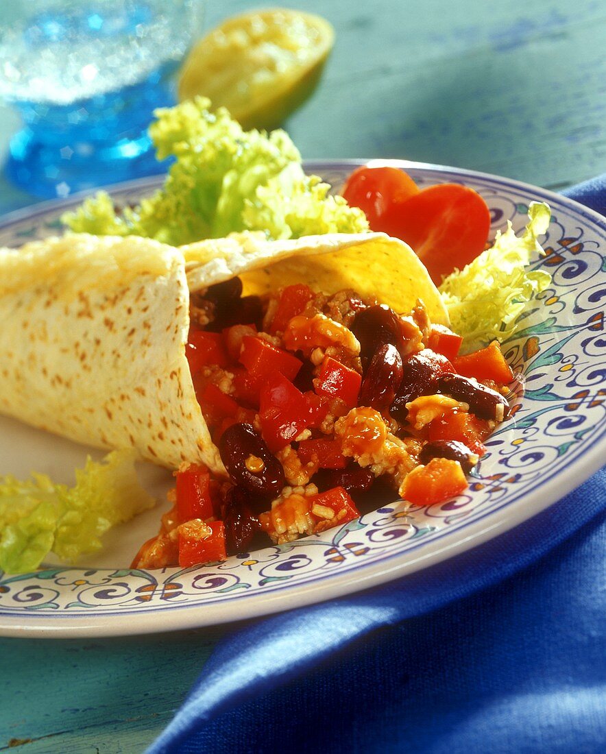 Tex-Mex-Wrap mit Hackfleischfüllung