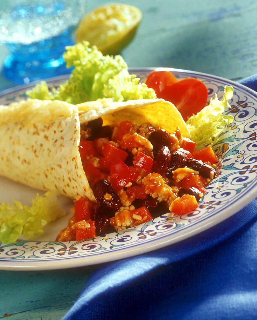 Tex-Mex wrap with mince filling