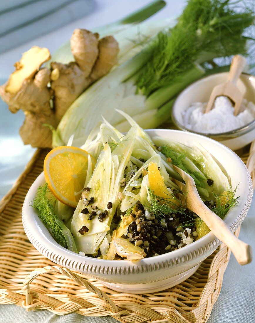 Lentil and fennel salad with oranges