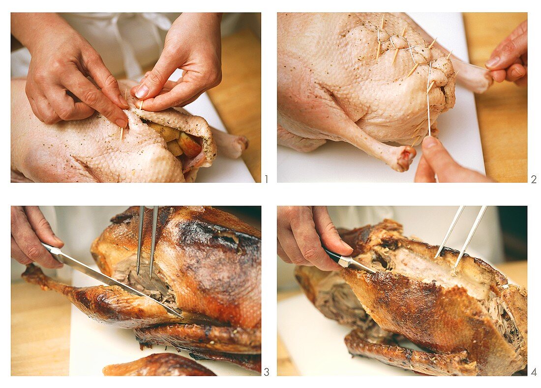 Stuffing and carving a goose