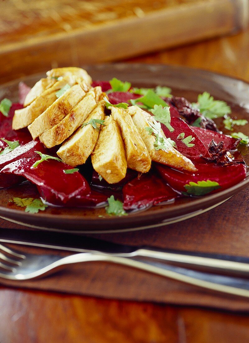 Beetroot salad with chicken breast