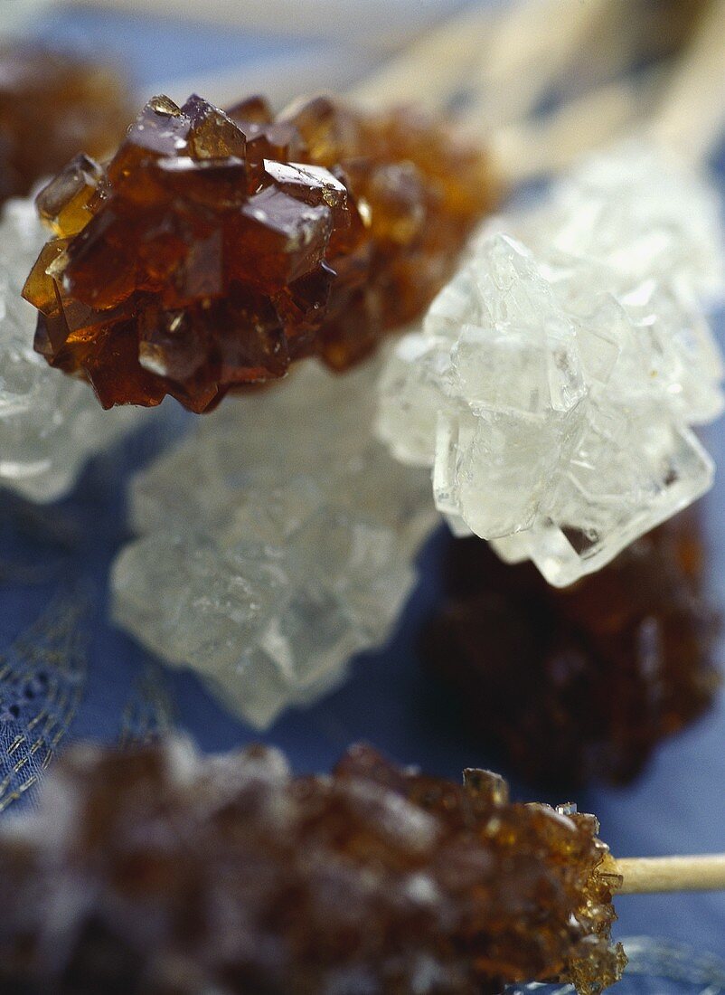 White and brown sugar crystals