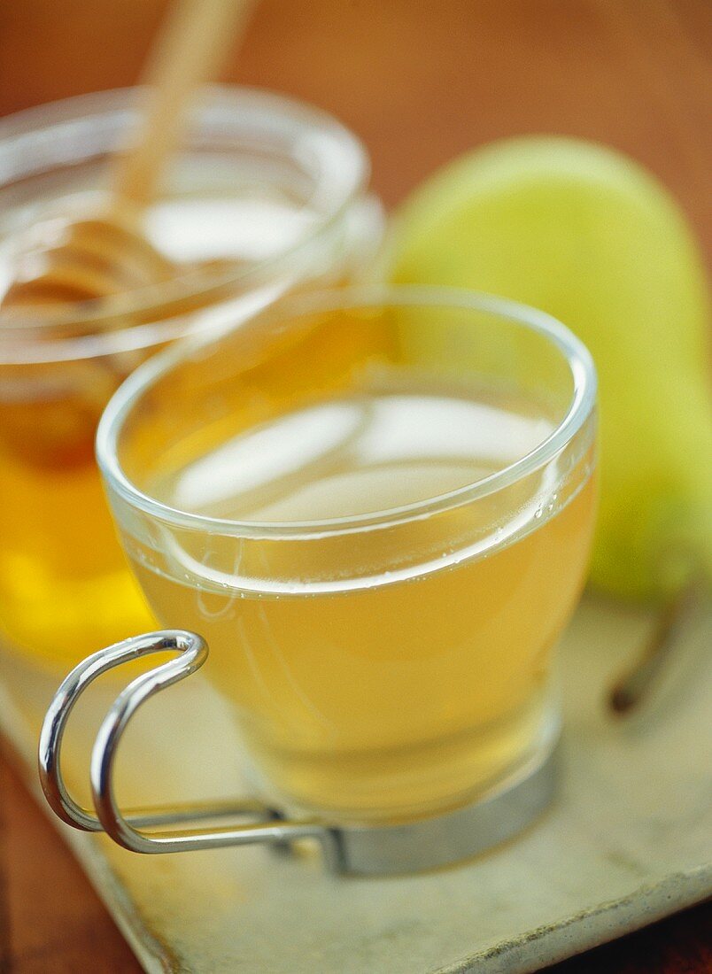Hot pear tea with honey
