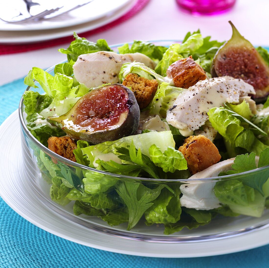 Caesar salad with figs