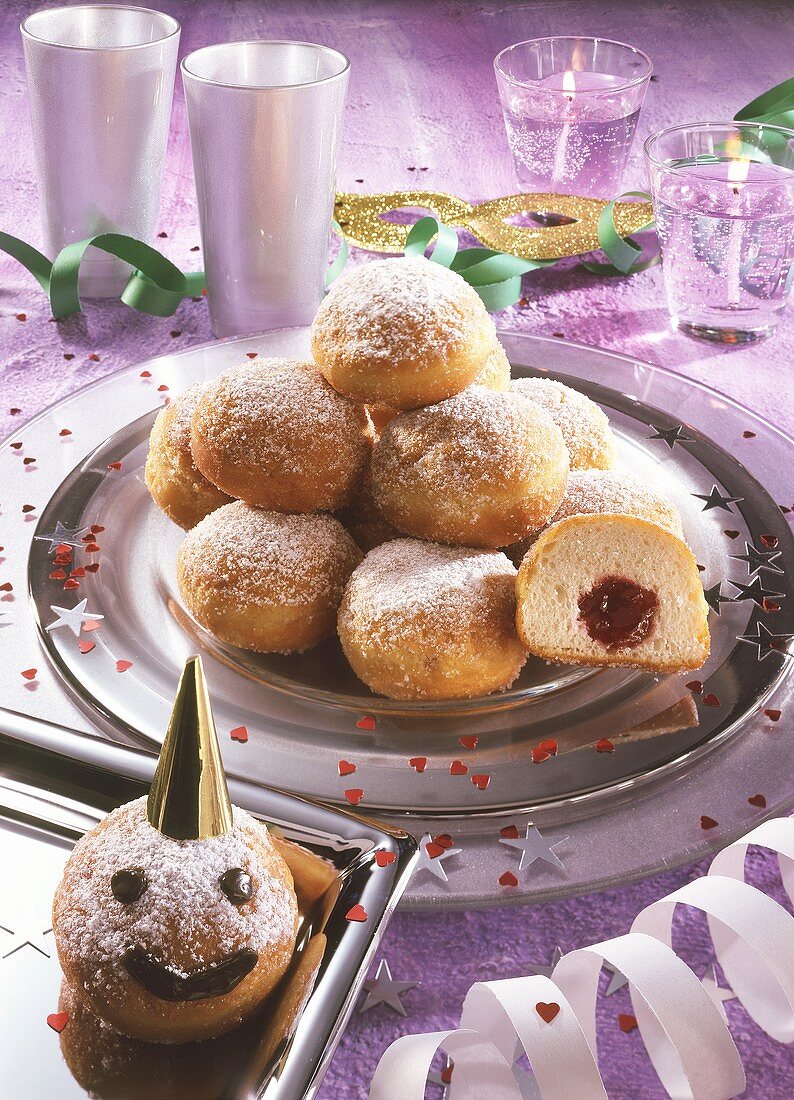 Mini-doughnuts with jam filling for Carnival