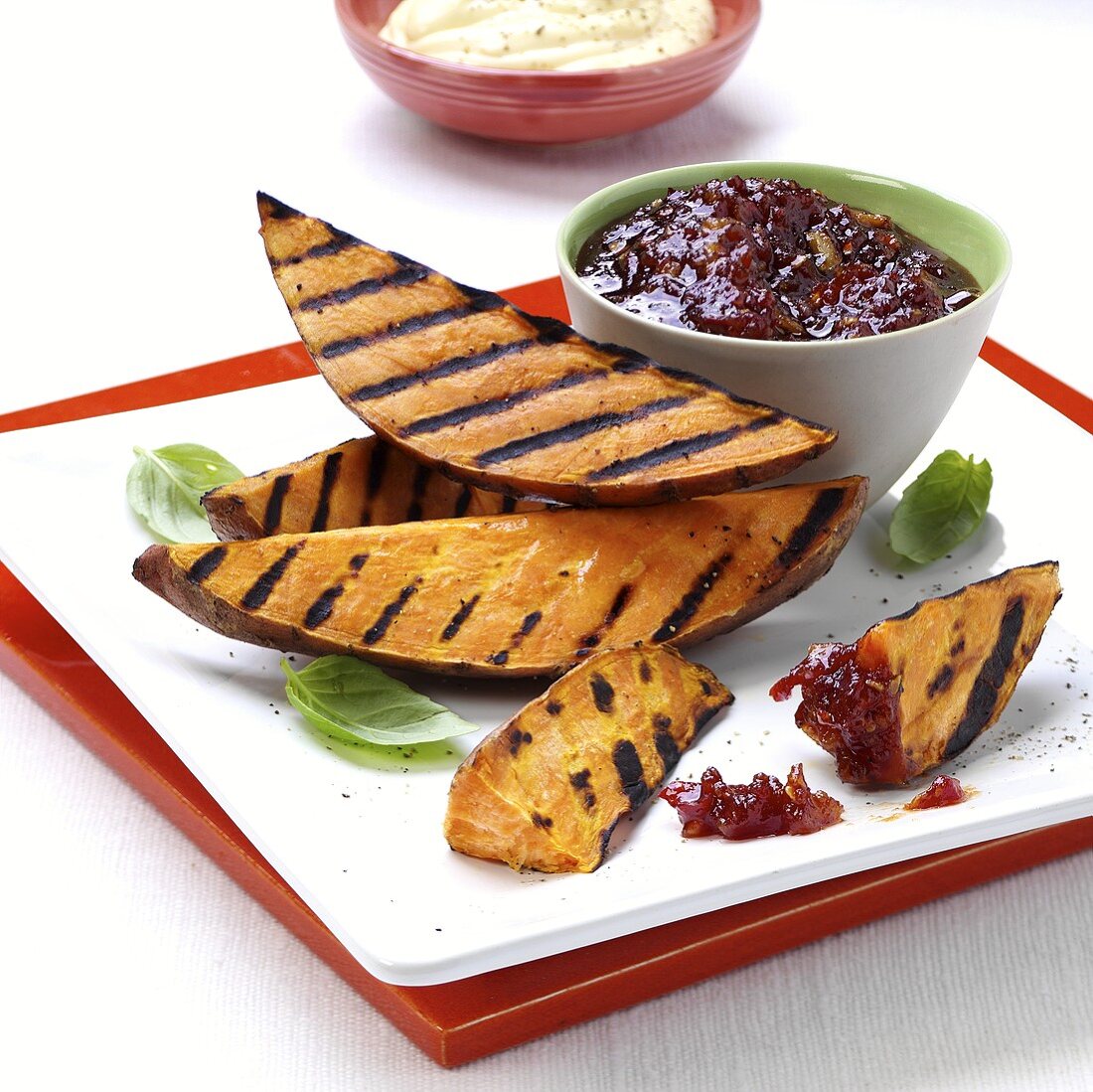 Grilled sweet potatoes with tomato salsa