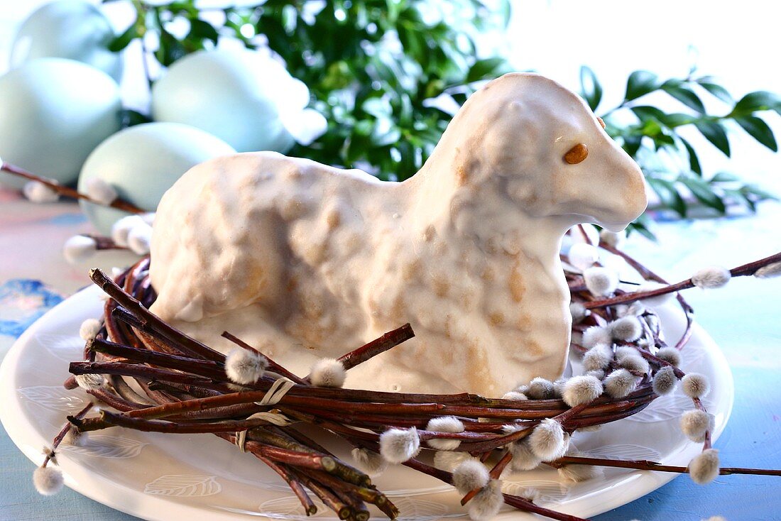 Sweet Easter lamb with white icing