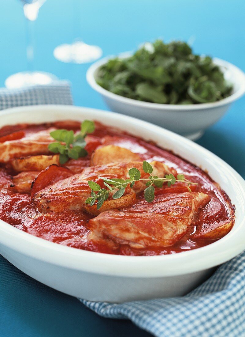 Fish and tomato bake with herbs