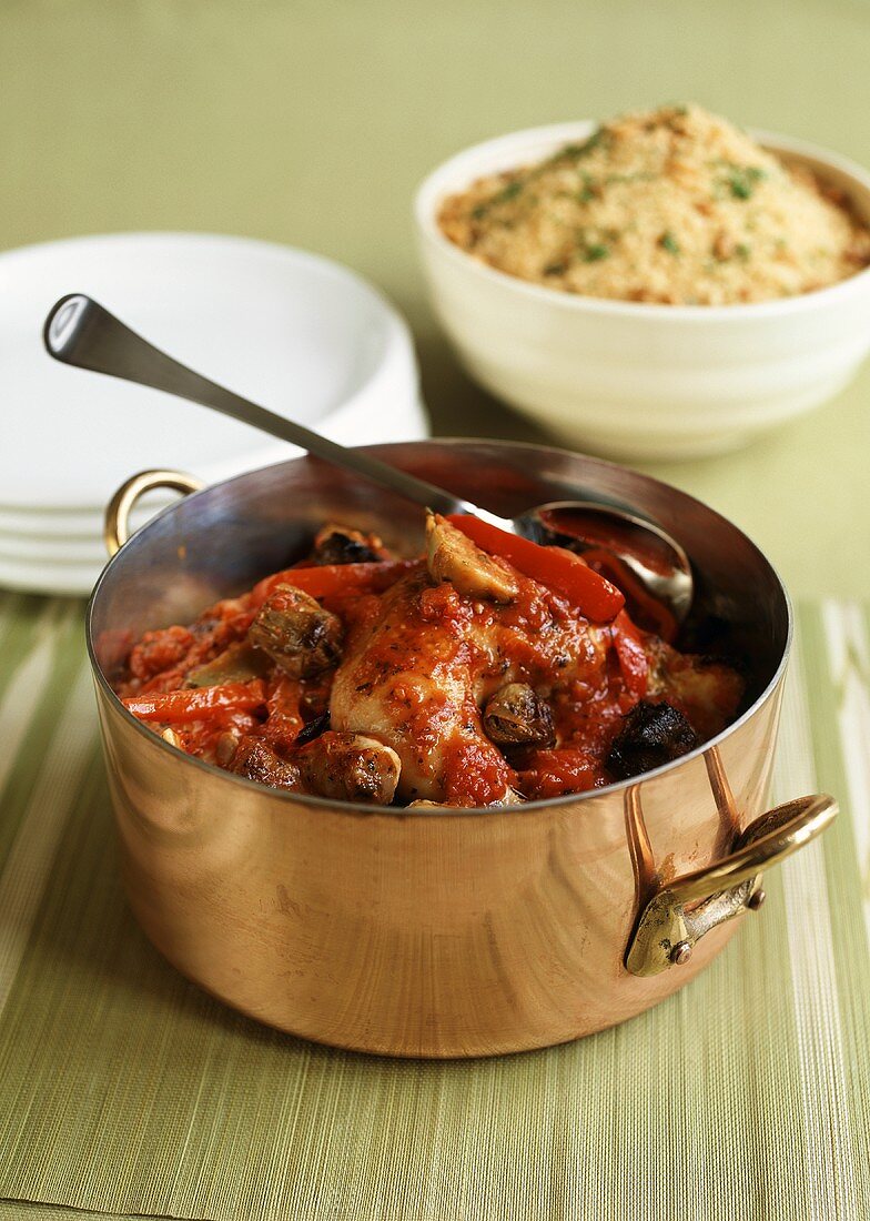 Braised chicken with tomatoes and artichokes