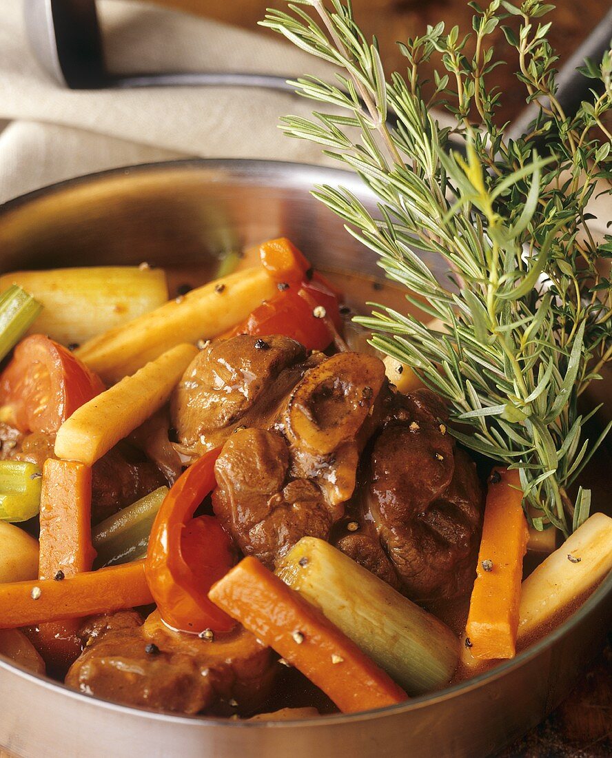 Braised lamb with vegetables