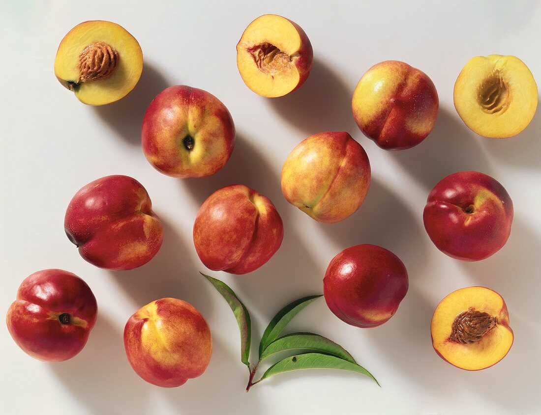 Whole and half nectarines