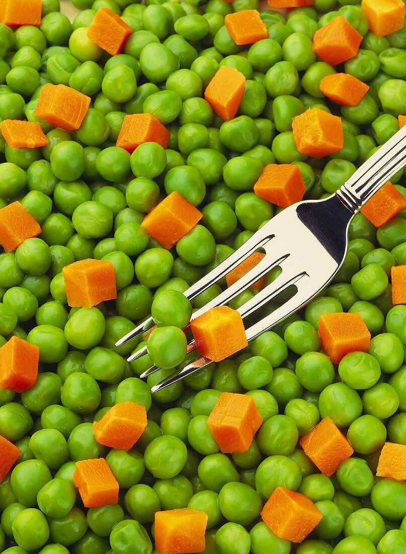 Peas and Carrots; Fork (Full Frame)