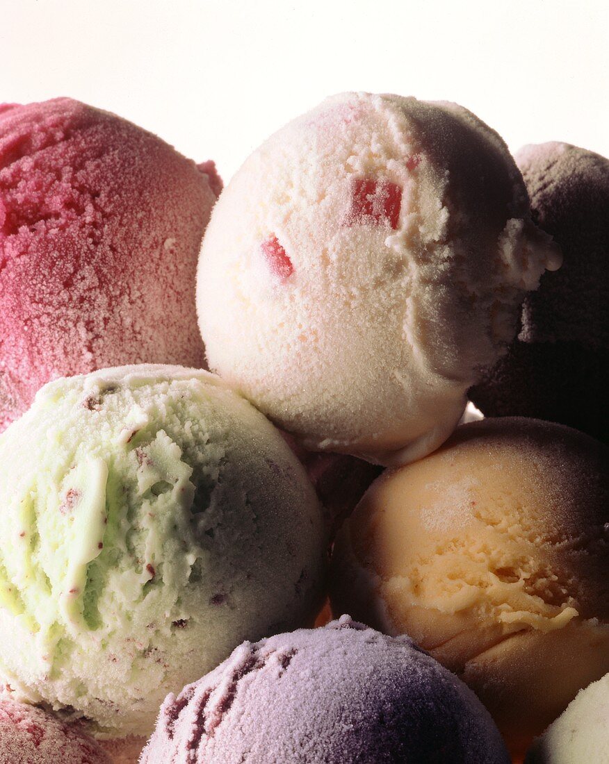 Several Assorted Scoops of Ice Cream