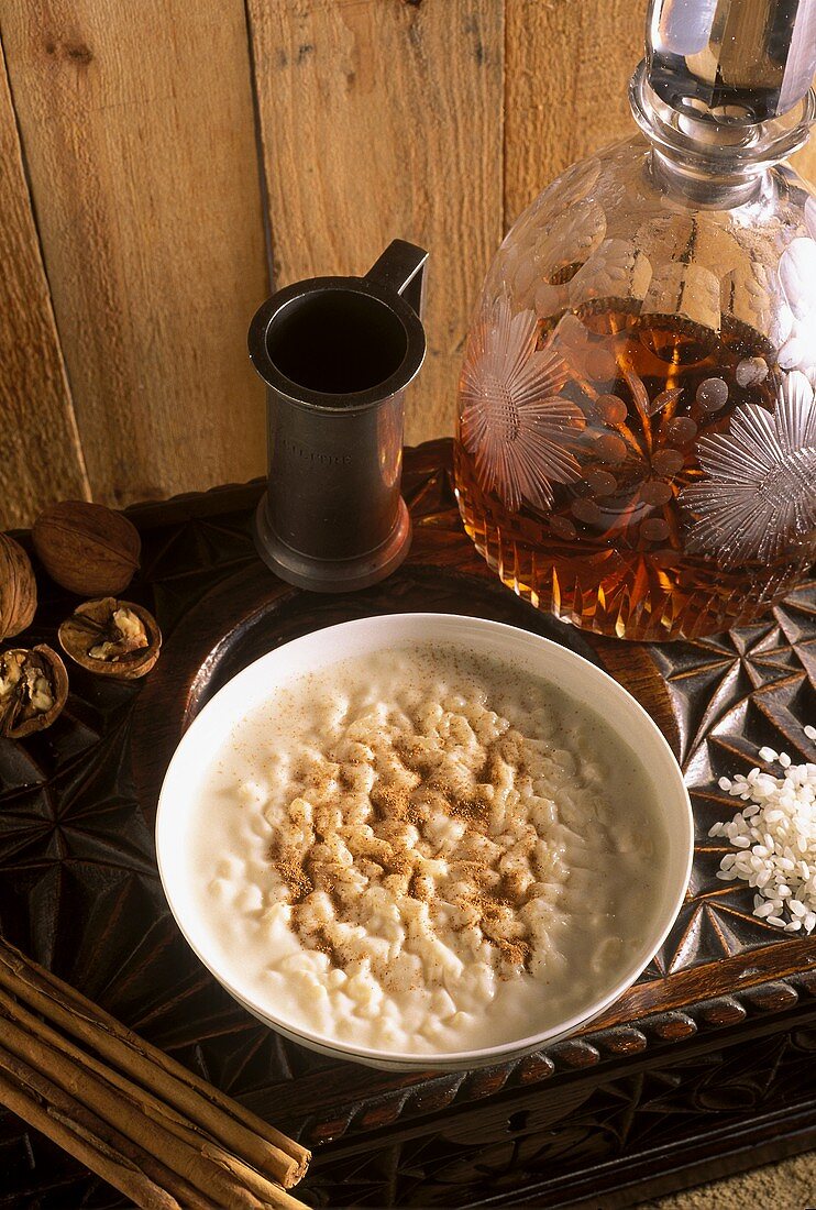 Rice pudding with cinnamon