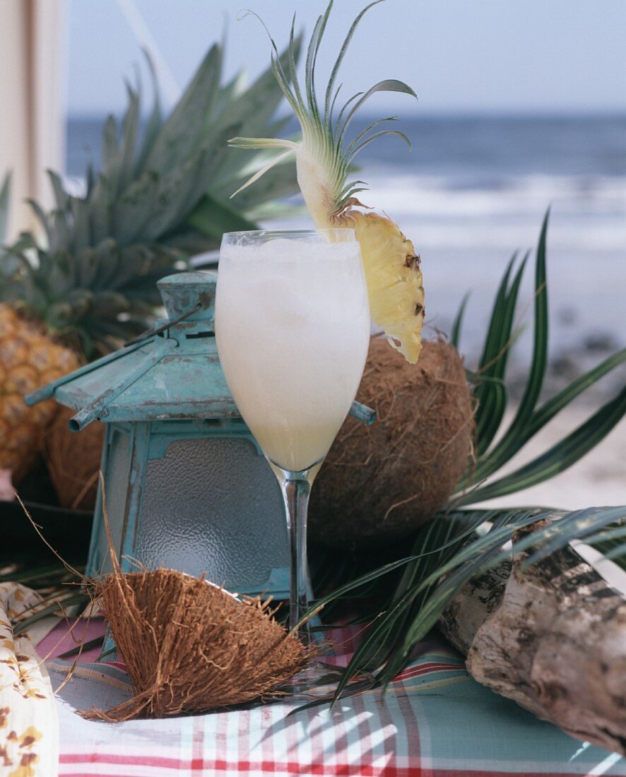 Pina colada in a Caribbean setting