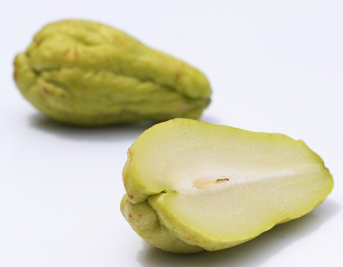 Chayote, one halved