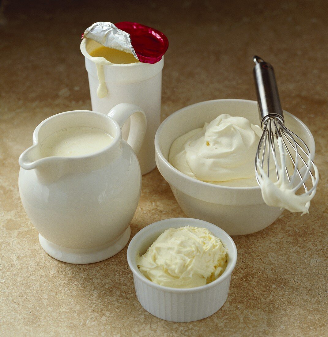 Liquid cream, whipped cream and butter cream