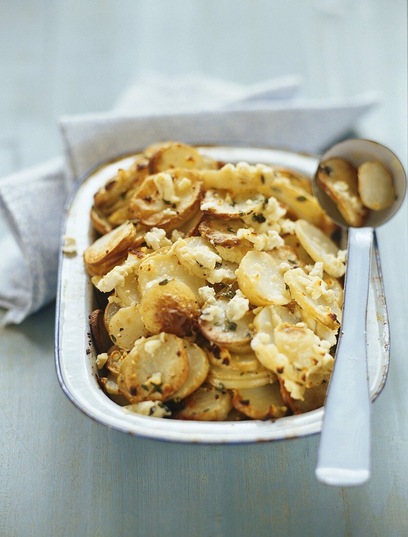 Fried potatoes with sheep's cheese (Greece)