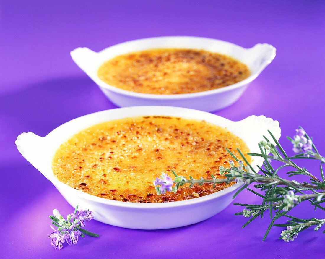 Crème brulee with rosemary