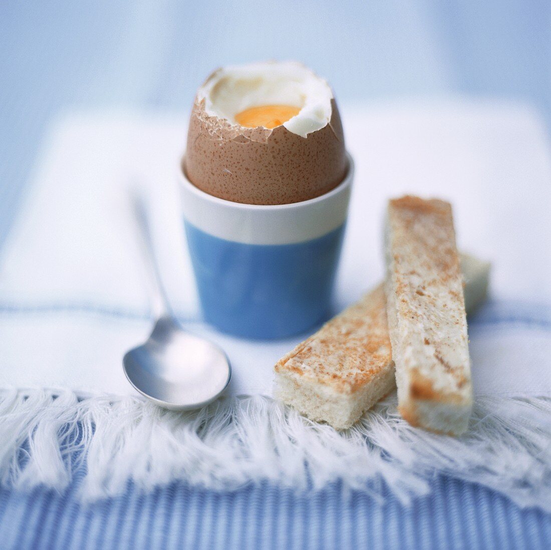Soft egg in eggcup; toast
