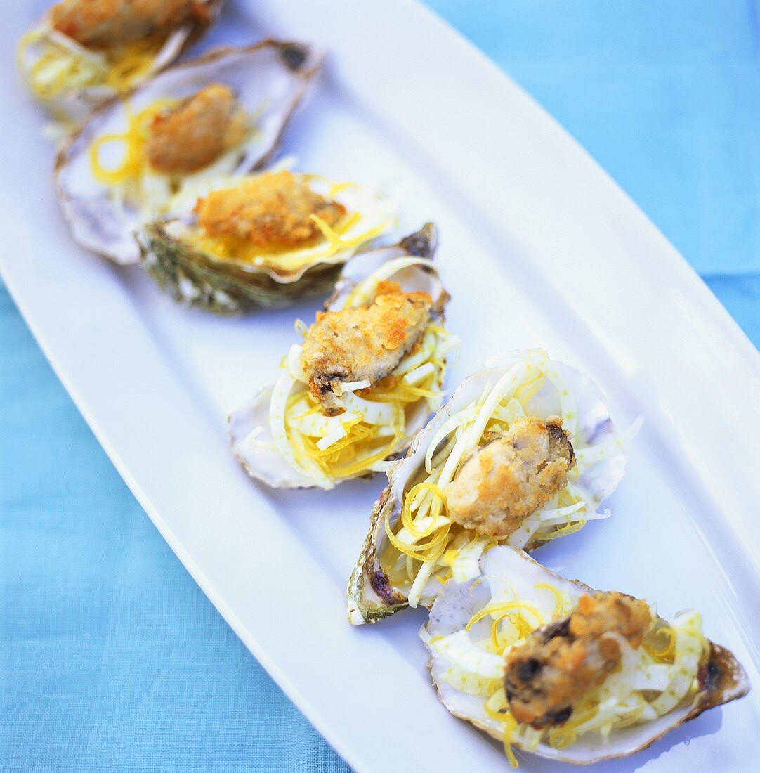 Oyster gratin with lemon zest